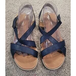 Born Camelia Sandals Women’s 11M Blue Leather Slingback Open Toe GUC